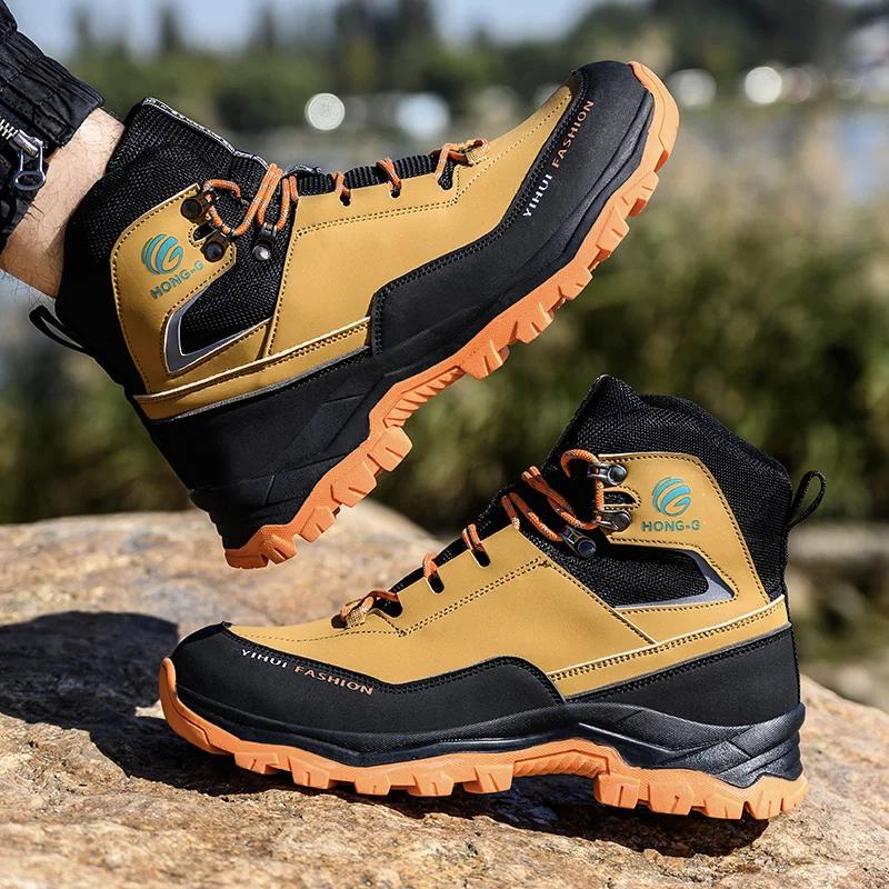 Men's Waterproof Steel Toe Work Boots, Anti Smashing, Anti Piercing, Non-slip, Indestructible Shoes, Male Outdoor Safty Boots