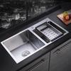 Stainless Steel Double Bowl Drop-in Kitchen Sink Noise Reduction Efficient Drainage Anti-Condensation Easy To Clean