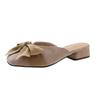 Square head bow slippers women's summer wear ins trendy year new versatile fairy flat bottom bag head half slippers