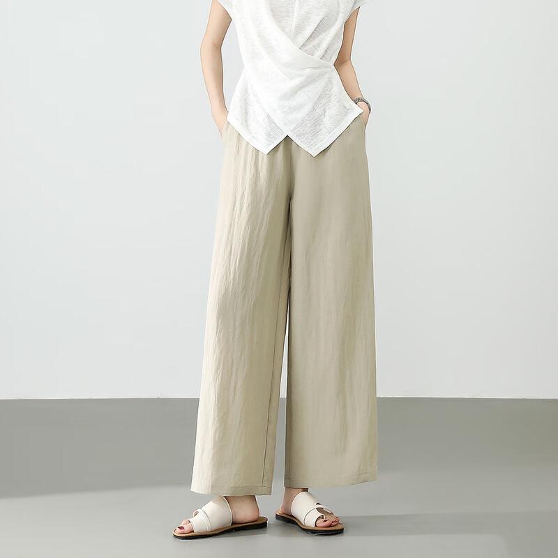 Demana Women's Tencel Linen Breathable Wide-Leg Capris