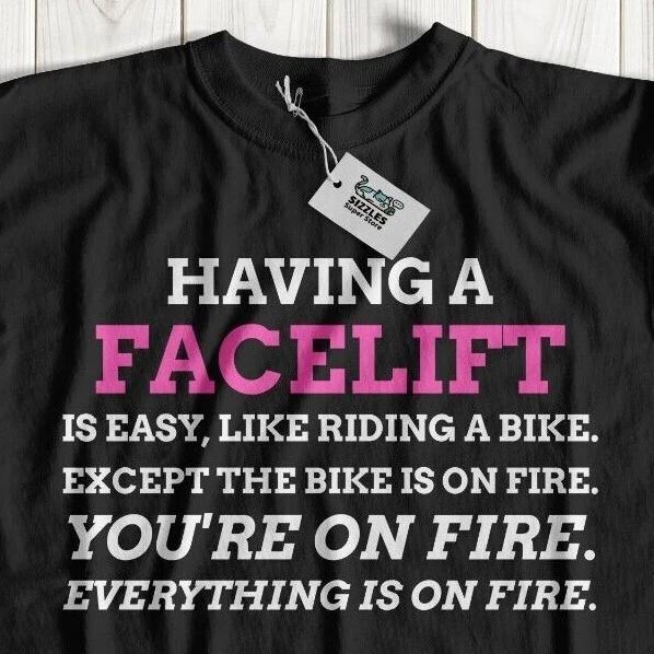 

Funny Facelift T-Shirt Rhytidectomy Gifts & Plastic Surgery Tee Surgeon Recovery L