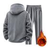 Autumn Winter Men Fleece Tracksuit Casual Set Joggers Hooded Sportswear Jackets + Pants 2 Piece Sets Hip Hop Running Sports Suit