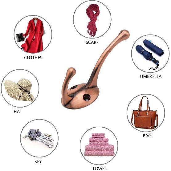 Bathroom Coat Hooks,Ulifestar Decorative Hanger Rack for Hanging Towel,Jacket,Handbag,Scarf,Keys,Solid Wall Mounted Home Kitchen Garage Closet