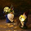 Outdoor Solar Garden Gnome Statue Garden Decoration Resin Crafts Gnome Dwarf Room Decorated Norse Style Sculpture Goddess Home