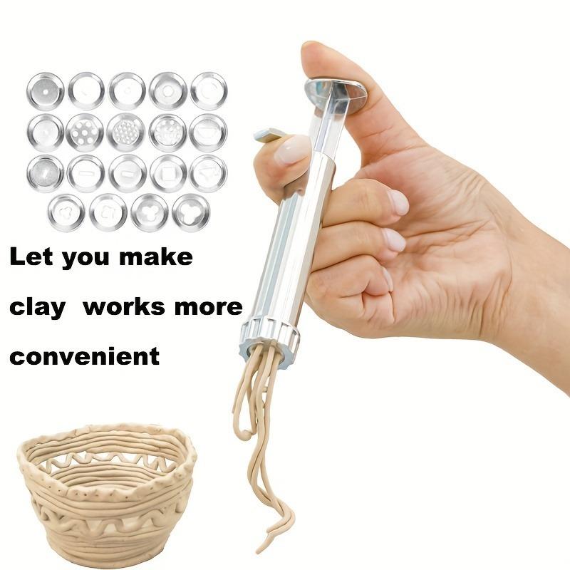Ceramic Clay Extruder with 19 Different Shapes Discs Thickened Pottery Clay Stick Extruder Safe Hand Tool for Pottery Making