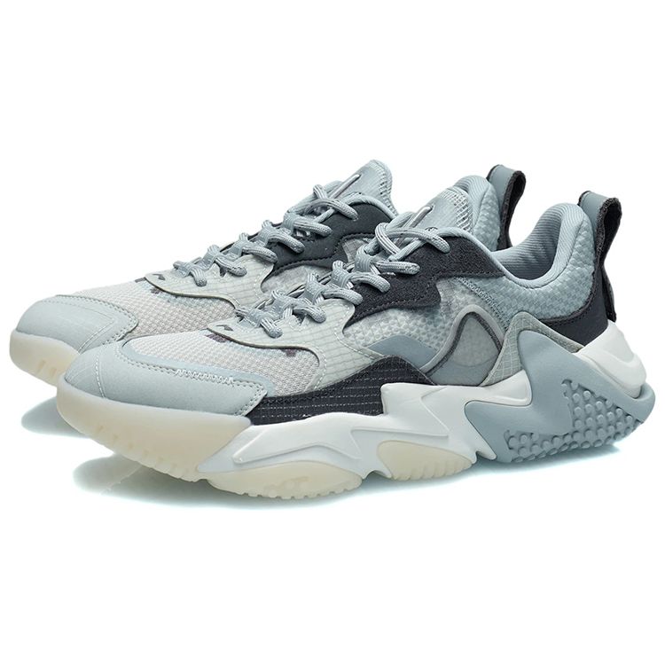 Li Ning CF Su Series Reflective Shock Absorbing Trend Running Shoes Men Sneakers Coin-Gray AGLR135-1