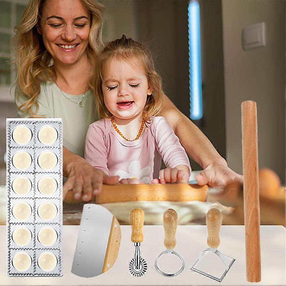 8 Pcs Ravioli Mold Set Include Ravioli Maker Press,Dough Scraper, Dumpling Maker, Ravioli Maker Cutter Set,Pasta Making