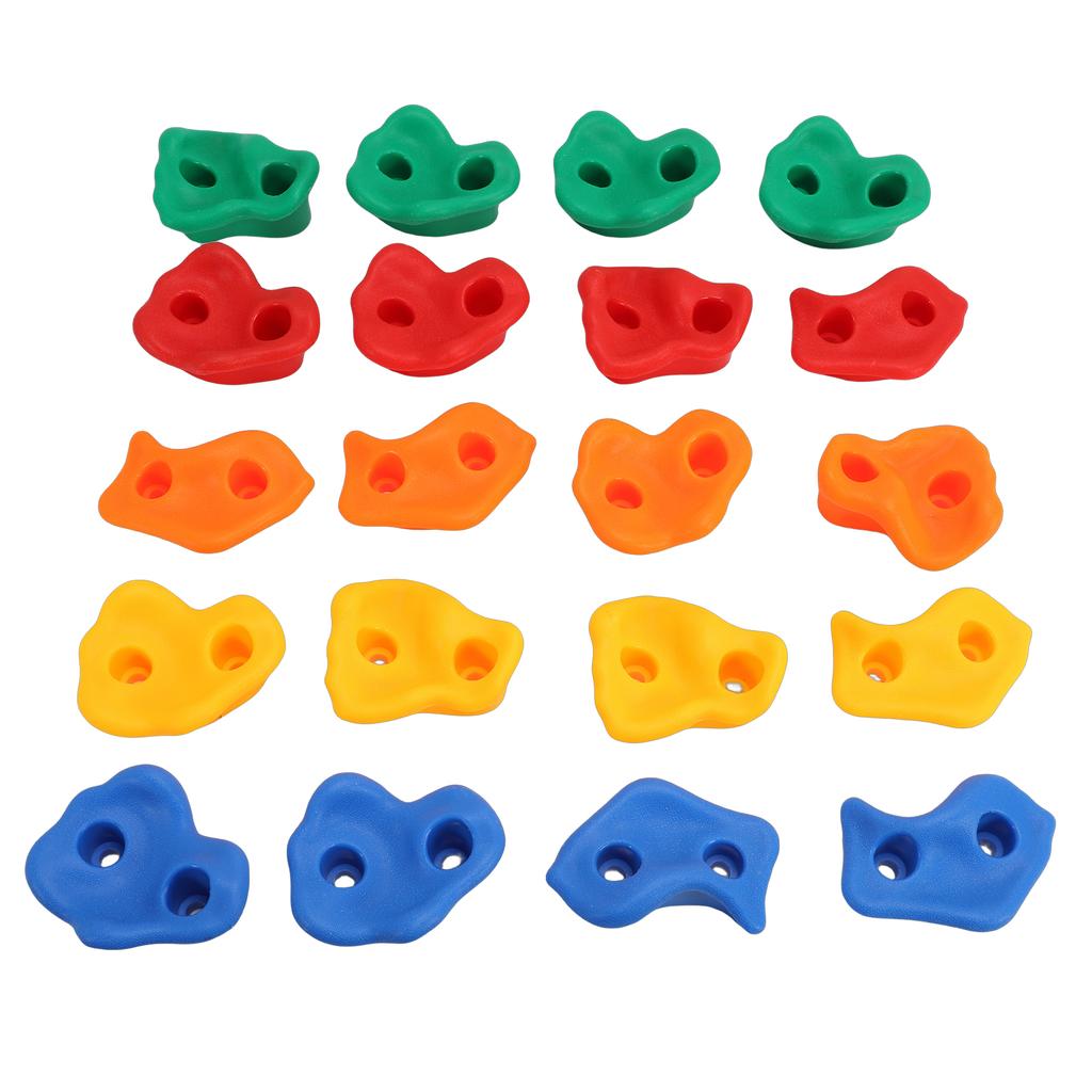 20PCS Rock Climbing Holds for Kids PE Multi Colored Climbing Rock Wall Grips with Mounting Hardware for Indoor Outdoor