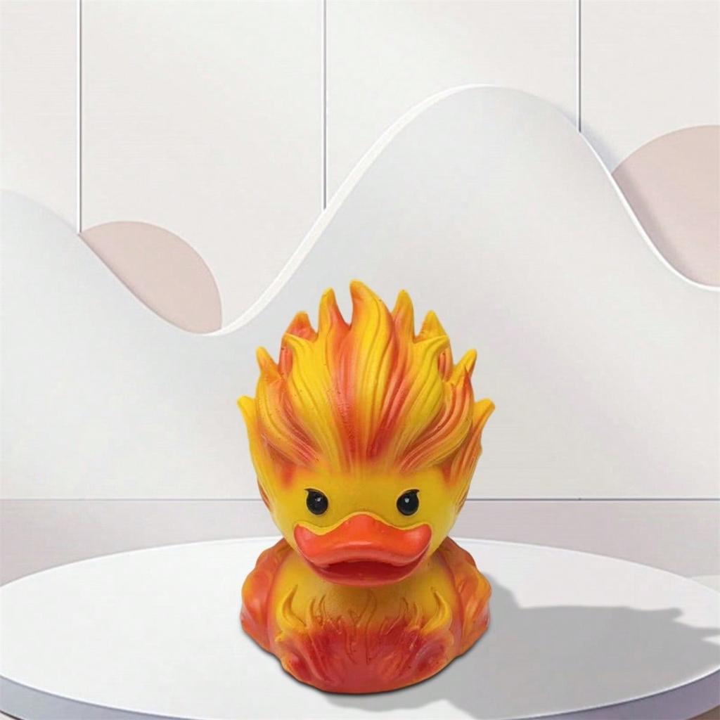 Duck Figurine Creative Ice/Fire Duck Statue Small Resin Animals Desktop Decorations For Home Office