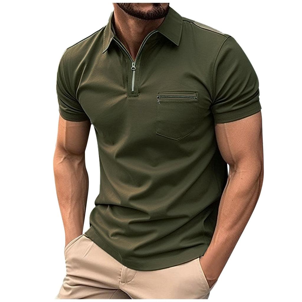 Men's Casual Shirt With Zipper Pocket And Men's Sports Shirt