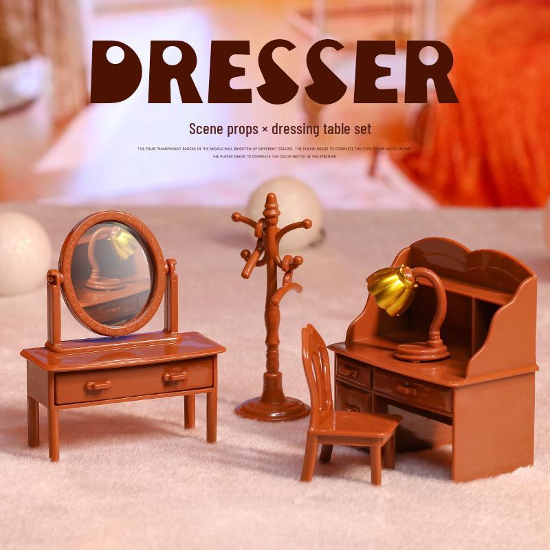 Miniature Dollhouse Furniture Toys: Living Room & Kitchen Tabletop Decor