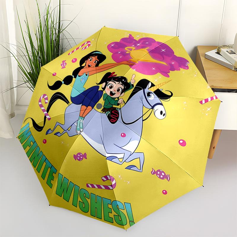 

1pc Princess Jasmine and Friends Cartoon Umbrella, Portable 3-Fold Compact Umbrella, Suitable for Camping, Hiking and Travel, Ideal Easter B
