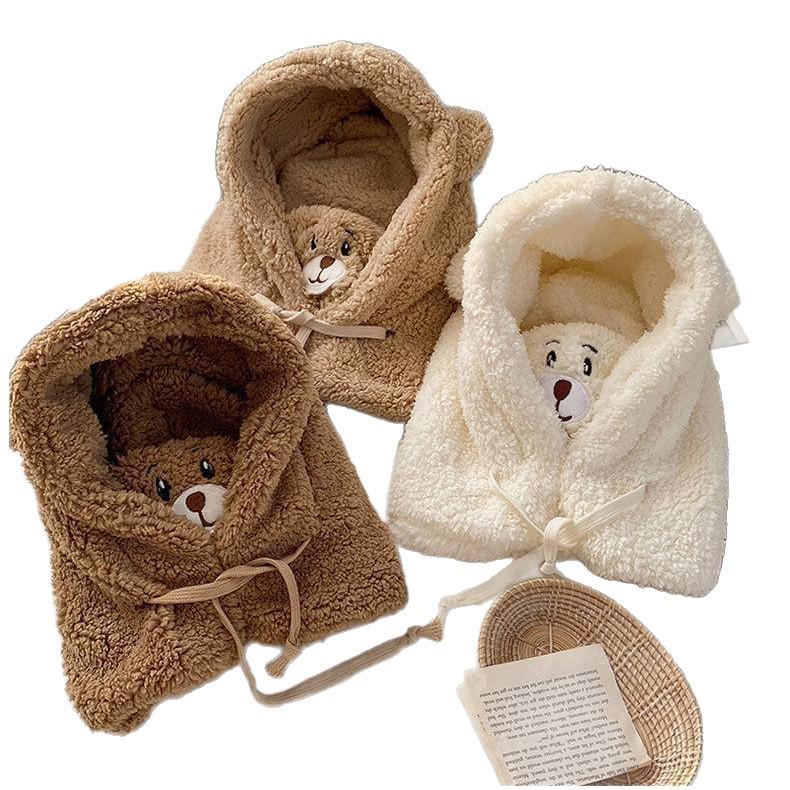 Newcomer Exclusive: Women's Hooded Bear Hat with Scarf and Gloves - Cute Autumn/Winter Neck Warmer