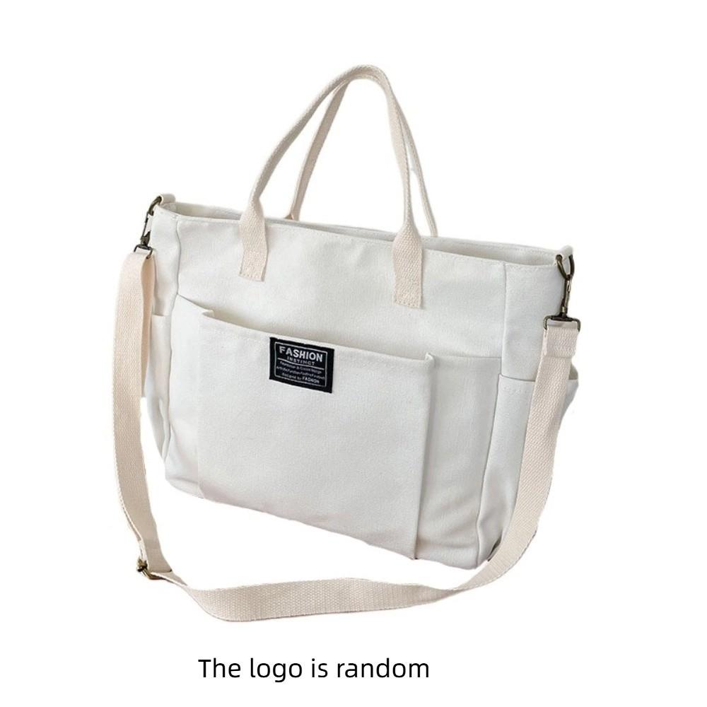 Portable Shopping Bag Casual Mommy Bag Solid Color Canvas Tote Bag  Outdoor