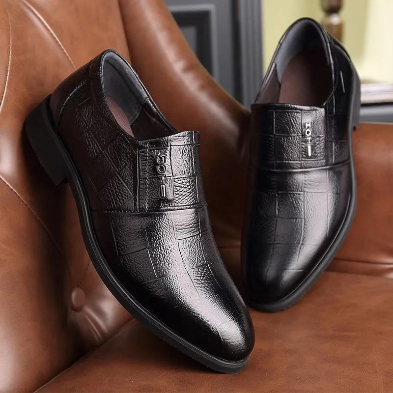 

Модные британские кожаные туфли без застежек для мужчин в деловом стиле с мягкой подошвой, дизайнерские туфли дерби для мужчин, модные черные свадебные туфли для мужчин 37