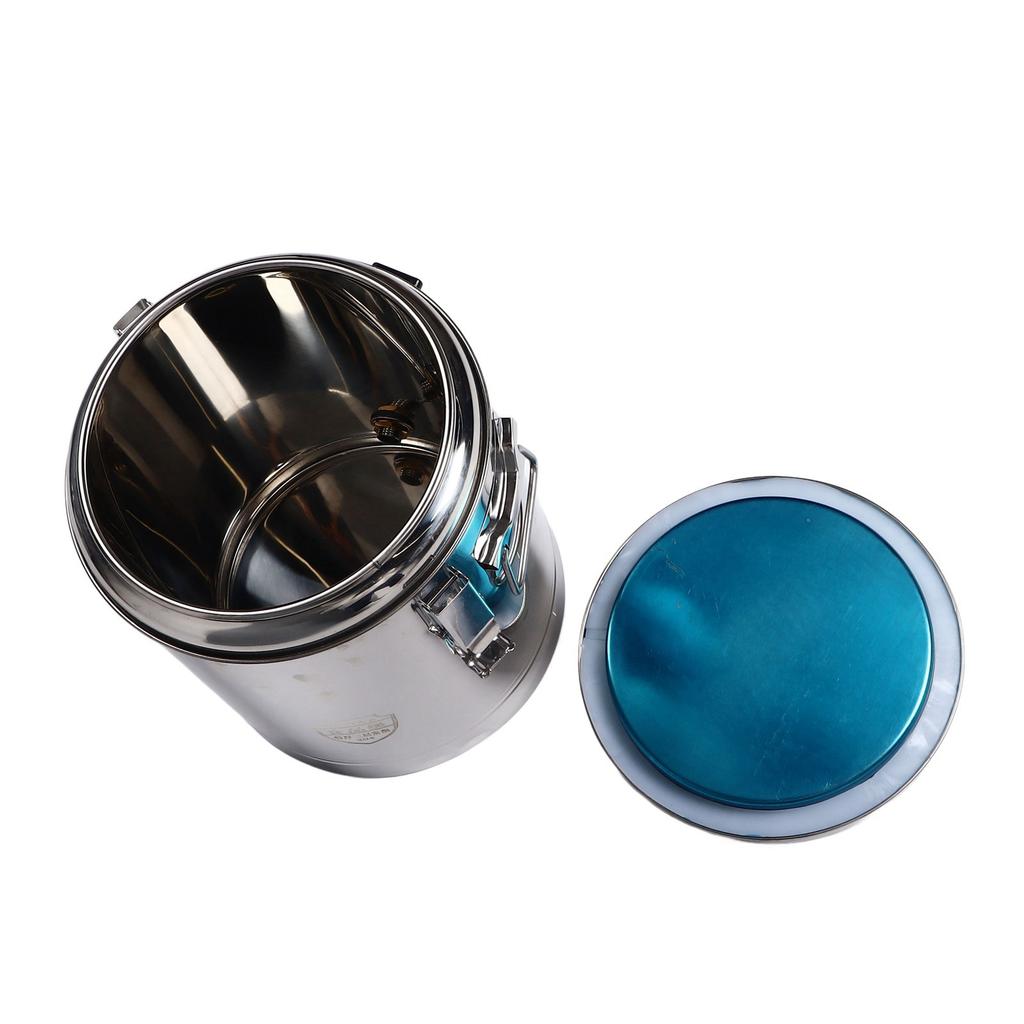 10L Insulated Soup Bucket with Faucet Commercial Rice Bucket Pot Stainless Steel Buckle Lid Handle Beverage Dispenser