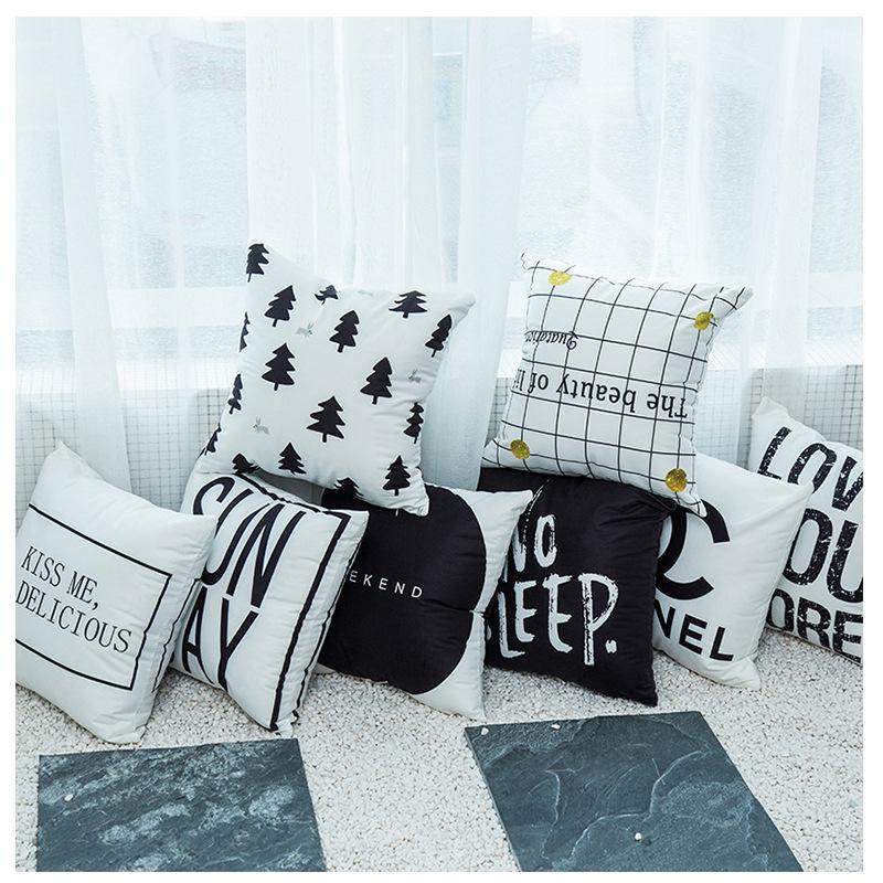 Nordic Throw Pillow Cover Plush Black and White Geometric Striped Simple Pillow Cover Sofa Cushion Cover
