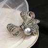 Versatile Rhinestone Bow Pearl Brooch for Women Vintage Multi-use Pin for Coat Sweater Scarf Bag Accessory