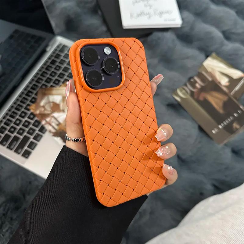 Applicable To IPhone 16pro Mobile Phone Case Apple 15 Mobile Phone Case Solid Color Braided Heat Dissipation and Breathable Tpu Protective Case Soft