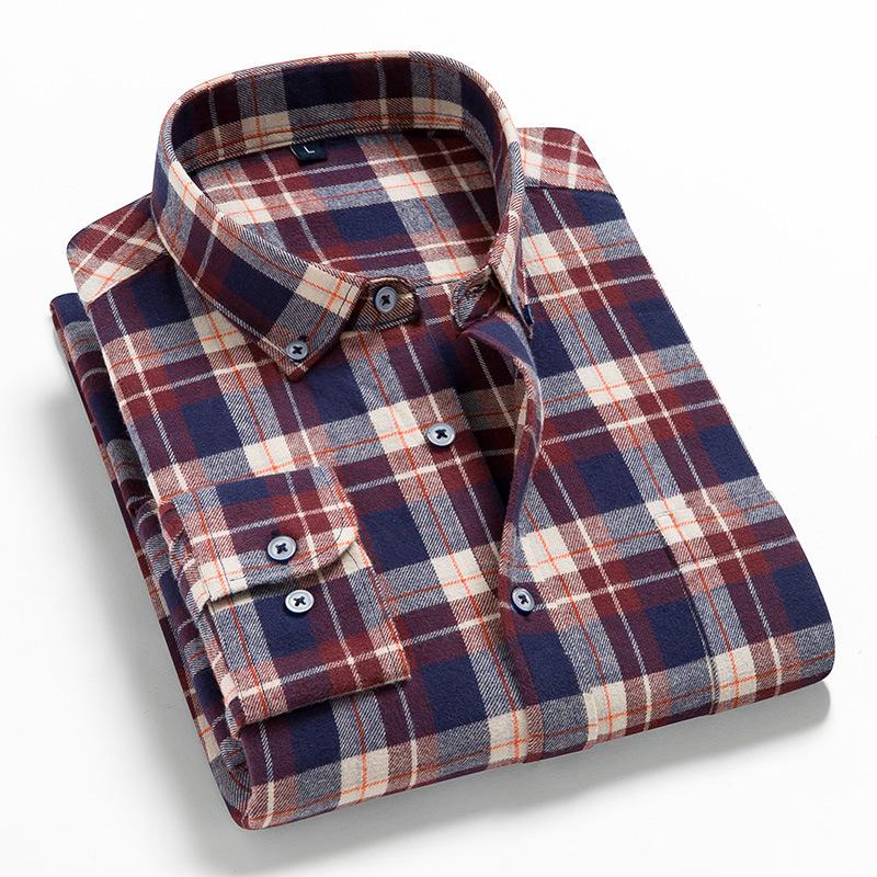 Men Printed Plaid Casual Long Sleeve Luxury Shirt High Quality Comfortable Soft Flannel Spring Autumn Fashion Brand Shirts