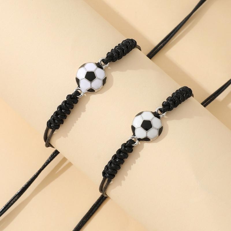 Fußball Freundschaftsarmbänder für Männer Frauen Abschlussgeschenke Schwarzes Weißes Band Fußballschmuck für Fußballliebhaber