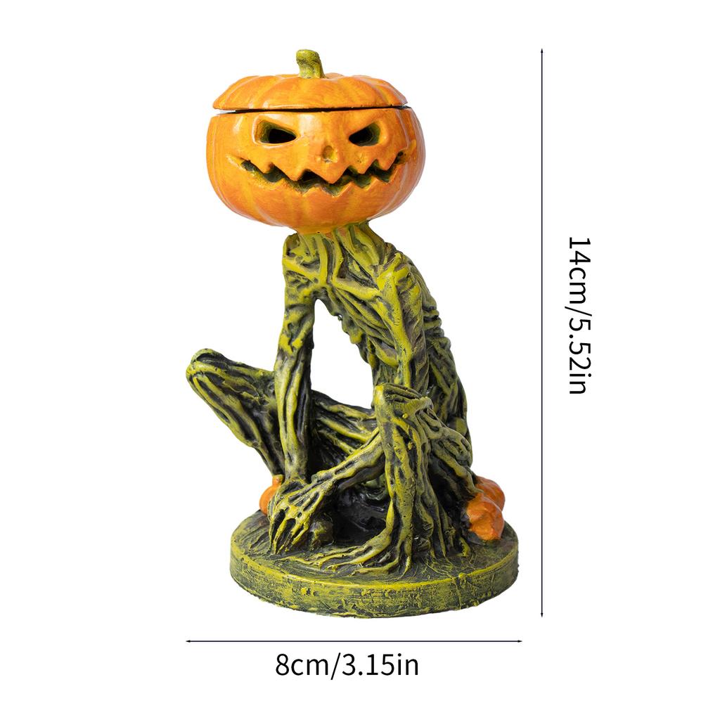 Halloween Pumpkin Candlestick Resin Ornament Desktop Atmosphere Decoration Holiday Gifts