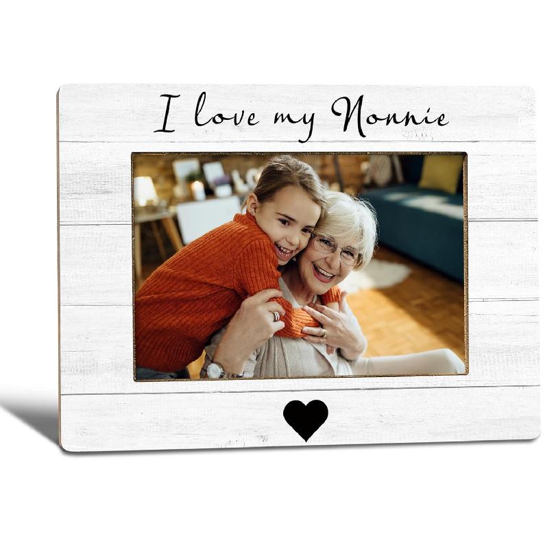 I Love My Nan Picture Frame, Mother's Day Gifts for Nan Grandma, Grandma Gifts from Grandkids Photo Frame 4x6, Grandmother Wooden Photo Picture