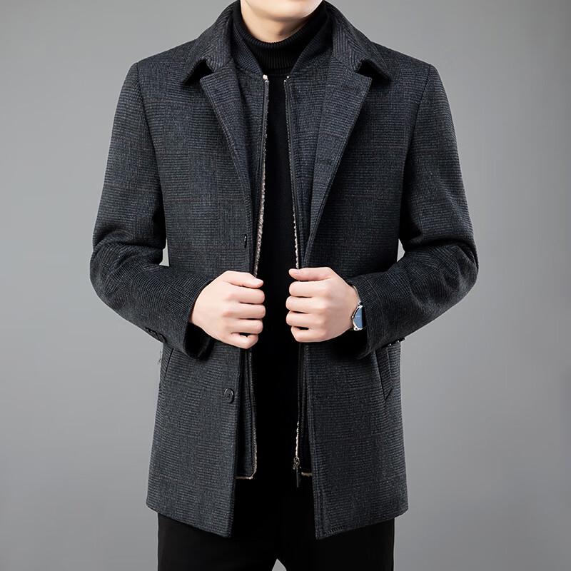 

Firstview Men s Business Casual Fleece Wool Coat L