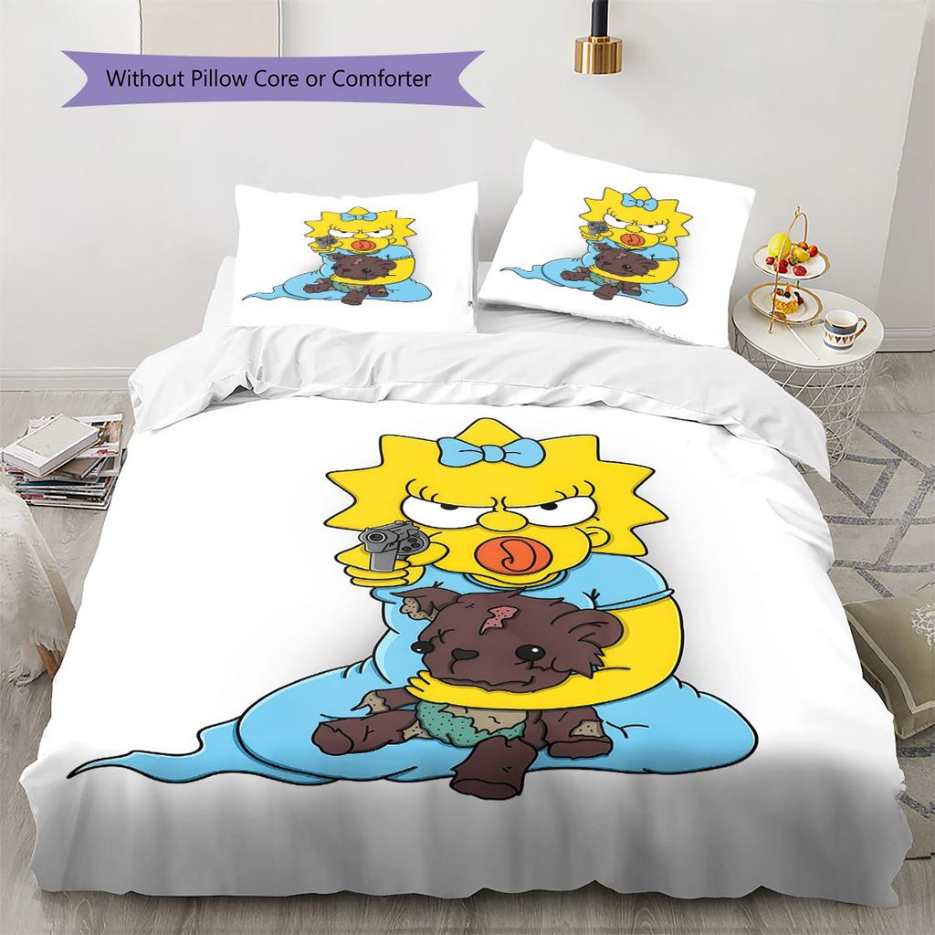 Maggie Simpson Pattern Bedding Home Decoration Birthday Gift ( 1 Duvet Cover + 2 Pillowcase, Without Core),fan Merchandise.