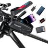 Bike Top Tube Bag with EVA Hard Shell Waterproof Front Frame Mount with Clear Window for Phone Storage Compatible with Most Bicycle Models