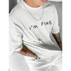 European size Simple Letter Fashion Casual Loose Fit "IT's OK" Letter Print Men's Short Sleeve T-Shirt