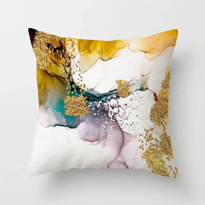 45*45 Marble Ocean Sea Pattern Polyester Throw Pillow Living Room Cushion Cover Home Decoration Sofa Decorative Pillowcase