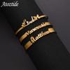 Neues personalisiertes Namensarmband, 3mm/5mm/8mm Breite, goldfarbene Armreifen für Damen, Edelstahl, Geburtstags-Schmuckgeschenk