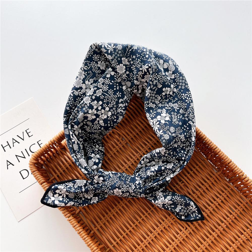 Cotton And Linen Small Square Scarf Silk Scarf Women'S Spring And Autumn New Style Artistic And Versatile Fashionable Temperament Headband Scarf
