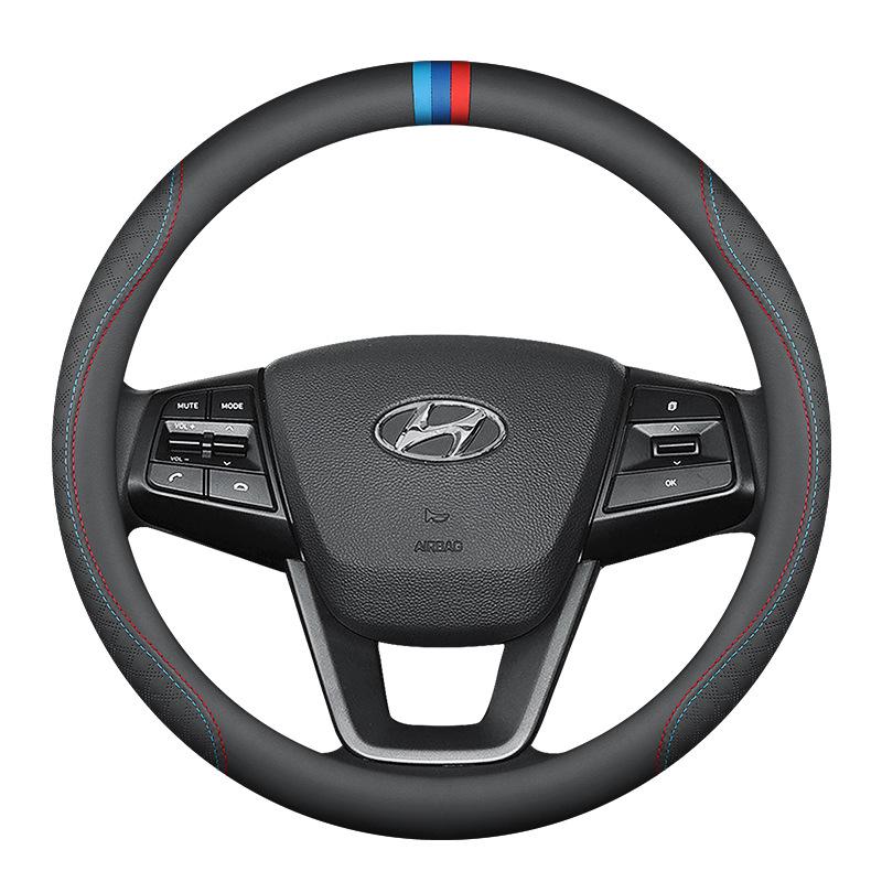 Skórzany Pokrowiec na Kierownicę dla Hyundai Elantra, Mistra, IX25, Tucson, Reina, Festa, IX35