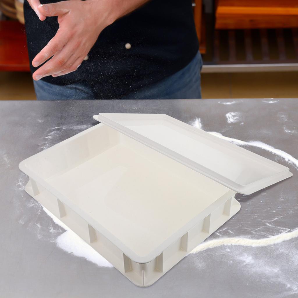 Stackable Pizza Dough Proofing Box Commercial Plastic Tray Lid Space-Saving Container for Home Bakery Dough Storage