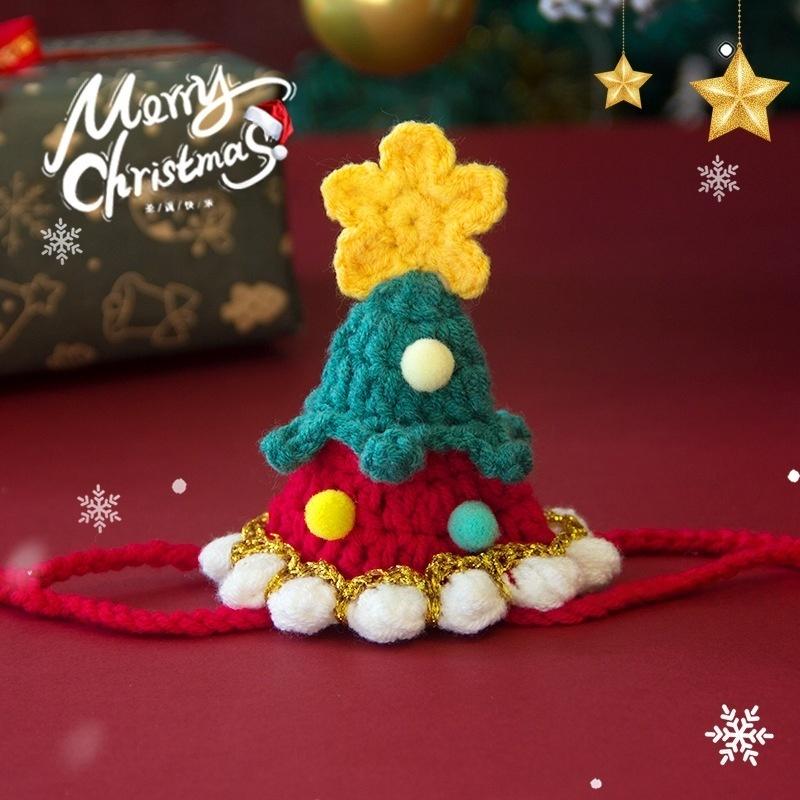 Cute Christmas Pet Scarf - Hand-Knitted Collar for Cat Dog Xmas Tree Decor Accessories