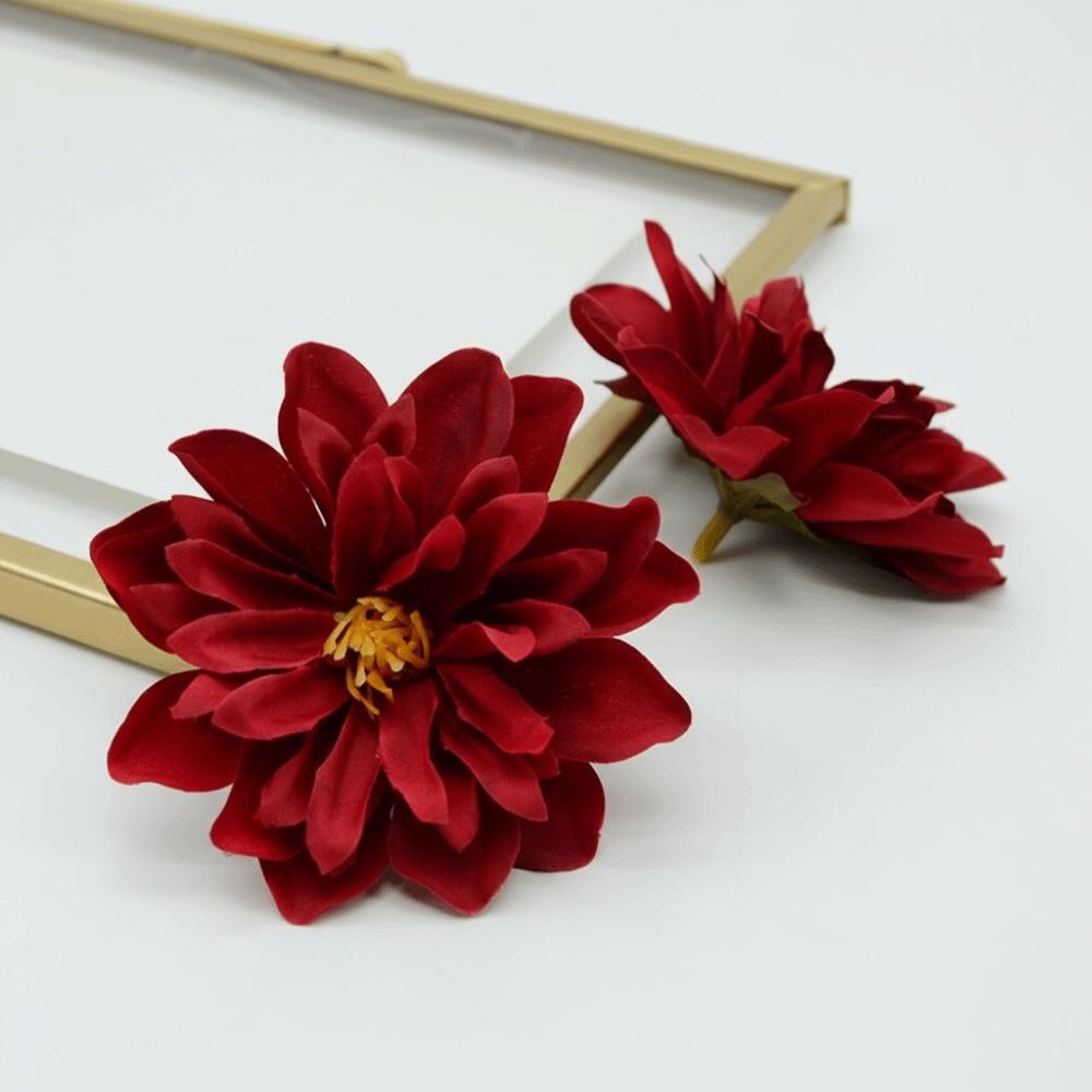 10pcs Satin Dahlia Artificial Flowers Fake Flower DIY Garland Bouquet Silk Chrysanthemum Dahlia Mix Color Brooch Accessories