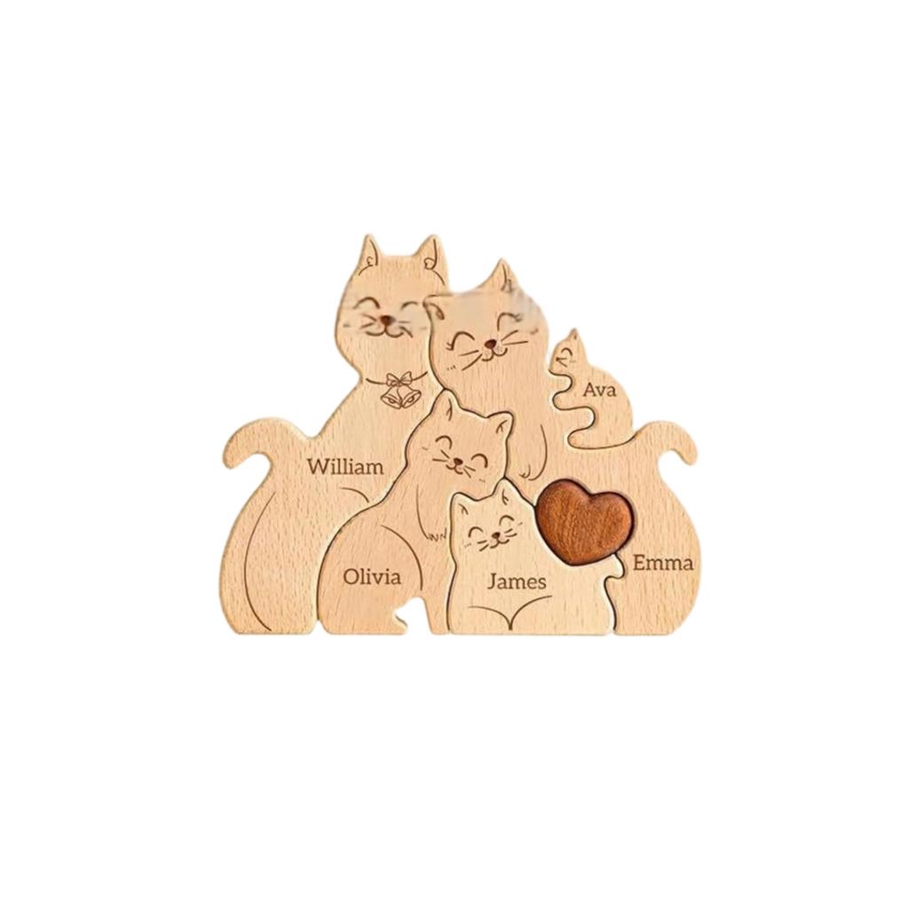 Wooden Family Puzzle Set, Home Decoration, Carving Ornament, Party Decoration, Crafts.