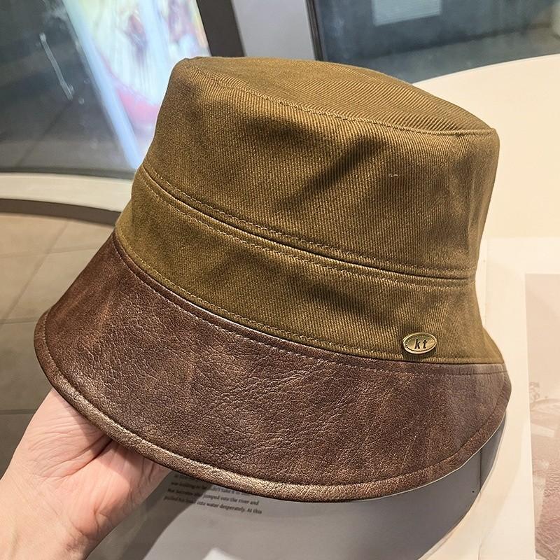 Cotton Pu Wide Brim Bucket Hat For Women Sun Protection Summer Fashion Accessory