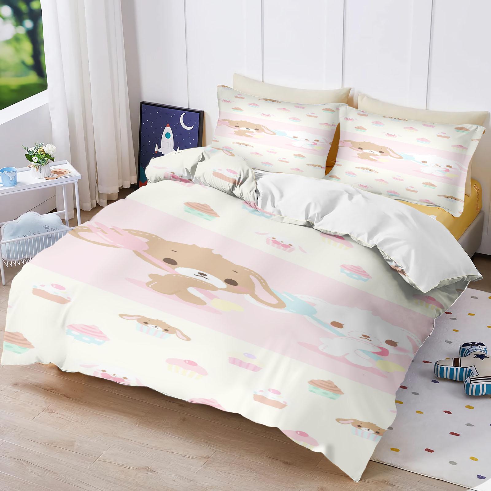 

Sugarbunnies Sanrio Series Bedding Set Comforte Luxus 3-Piece 1 Quilt Cover Exquisite Birthday Gift 100% Polyester Home Decor 135x200cm