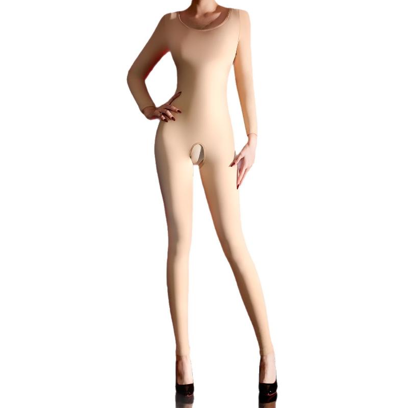 Women Sexy Jumpsuit Seamless Autumn And Winter Velvet Warm Body Shaping Full Body Stockings Open Crotch Leggings Pantyhose