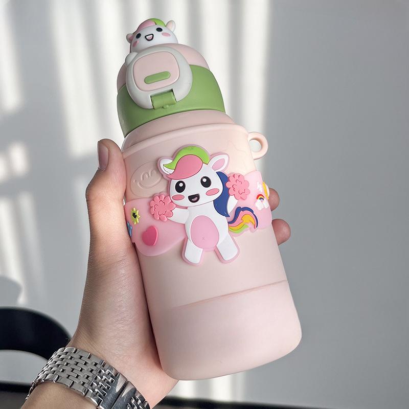 

Ремешок из нержавеющей стали 304 выглядит мило и мило, соломинки большой емкости, изолированные чашки для детей и школьников. 500ml