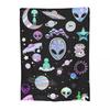 Wonderful Green Alien Universe Wondrous Cosmos With Planet And Stars Blanket Flannel Throw Blanket for Living Room Travel Home