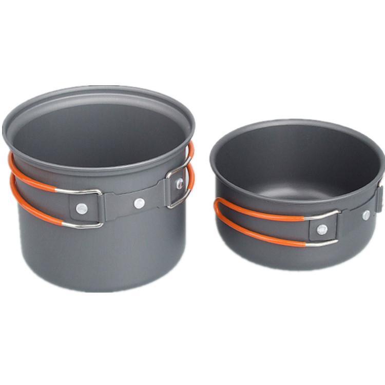Outdoor Camping Frying Pan Cookware Portable Picnic Set Aluminum Anodized Surface 1-2L Capacity