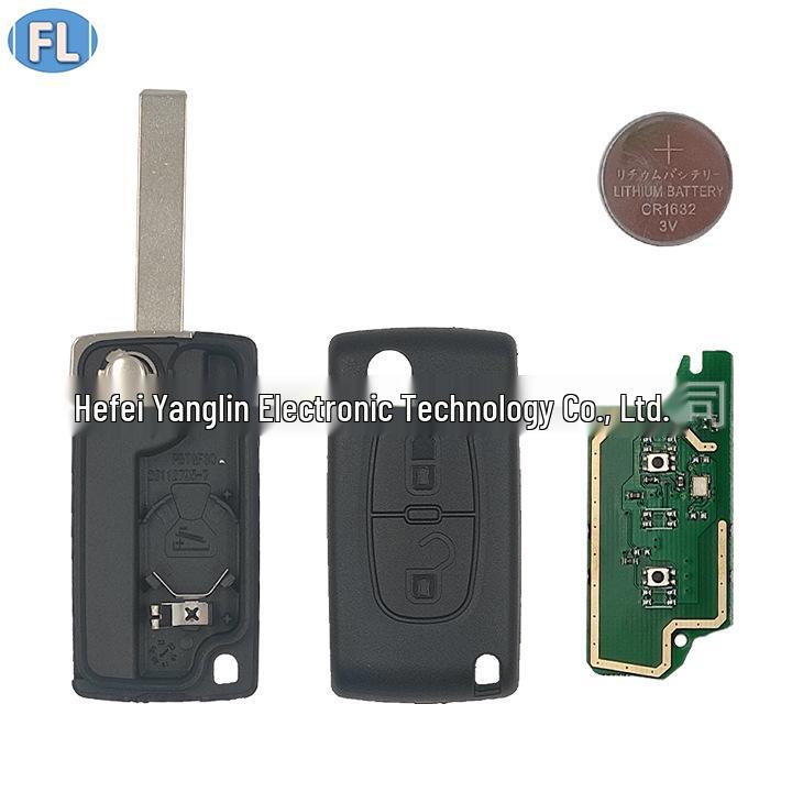 Kompatibel mit Peugeot 308 Zweiknopf Klappschlüssel, 433 MHz, 46 Chip