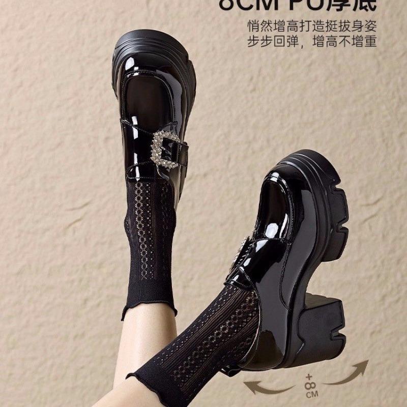 Fashion Autumn Women's Casual Classic Sweet Loafers Thick Sole Fashion Thick Heel Women's Mary Jane High Heels Zapatillas De Deporte