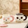 Cute Puppy with Lid Water Cup Large Capacity Cartoon Dog Ceramic Cup Household High Value Mug Souvenir