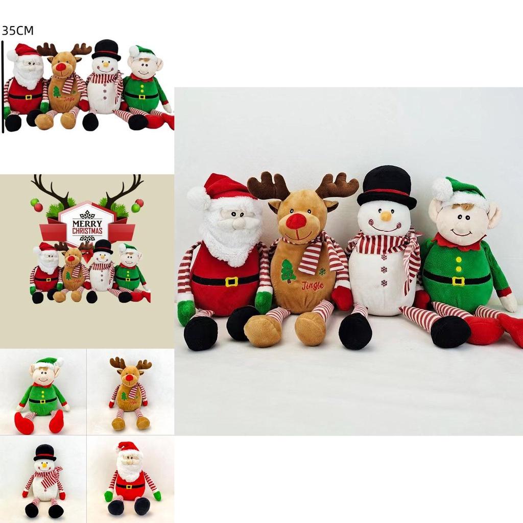 Festliche Plüsch Santa Schneemann Elch Puppe Dekospielfigur für Weihnachten