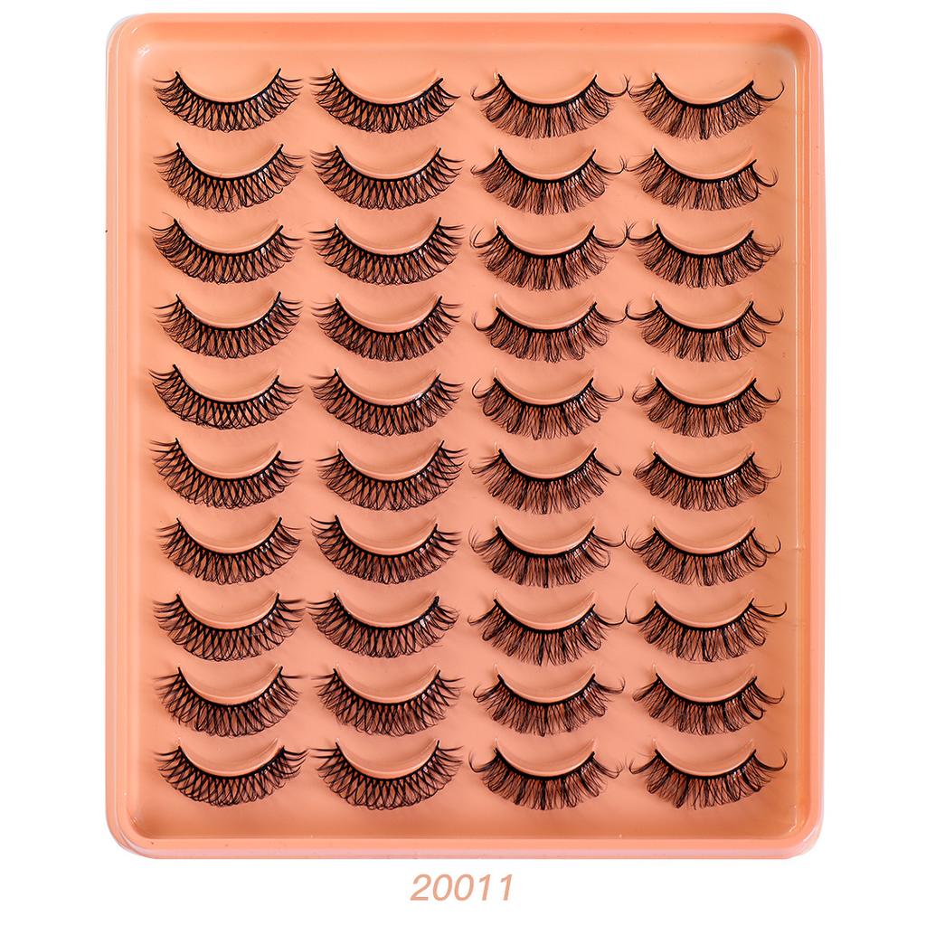 European And American New Products Dd Chemical Fiber Russian Volume False Eyelashes 20 Pairs Thick Natural Grafted Eyelashes